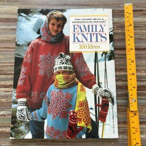 Family Knits Pattern Book for Matching Sweaters Hats Scarves Pullovers 1988